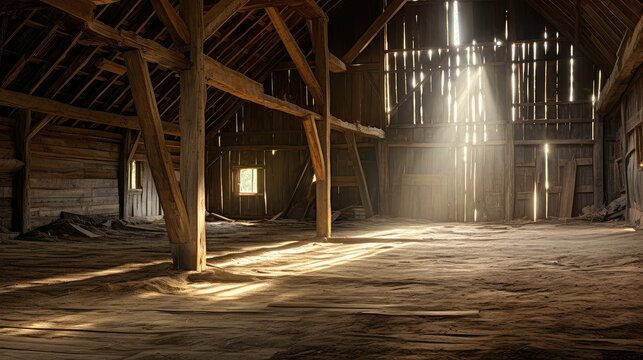 weathered old barn interior