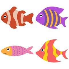 Adorable Fish Illustration In Cartoon Character Design. Isolated Vector Icon