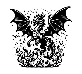 Wyvren Dragon Hand Drawn vector illustration