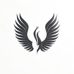 Fototapeta premium Rising from the Ashes An Elegant Black Phoenix Silhouette Symbolizing Rebirth and Renewal in Mid-Flight