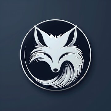 Elegant Silver Fox Emblem on Dark Background A Symbol of Mystery, Intelligence, and Adaptability for Branding and Design