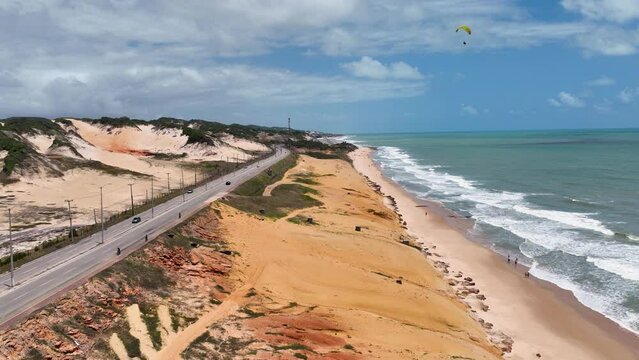Scenic Beach At Natal Rio Grande Do Norte Brazil. Maritime Natal Brazil. Shore Clouds Sky Beach Sea. Shore Outdoor Beach City Panorama Landscape. Shore Sea Ocean Bay Water. Natal Rio Grande do Norte.