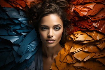 portrait of a woman colorfull background.Ai