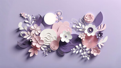 Elegant Paper Cut Floral Design on Purple Background
