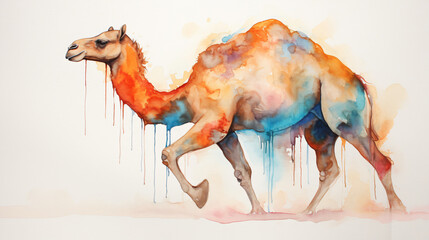 abstract background, watercolor camel abstract animal
