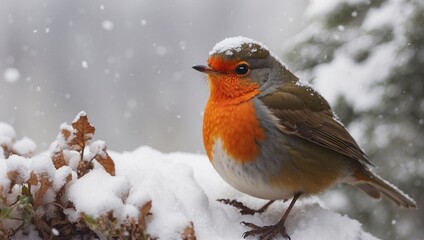 robin on snow