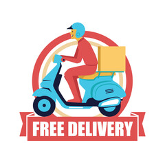Free Delivery Moped Scooter Vector Design