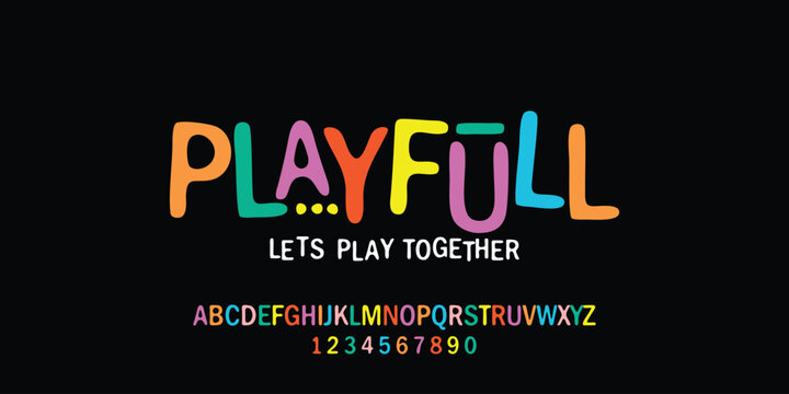 PLAYFULL is uneven, unexpected, playful font. Vector bold font for headings, flyer, greeting cards, product packaging, book cover, printed quotes, logotype, apparel design, album covers, etc.