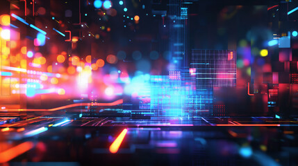 Fototapeta premium サイバーパンクなグラフィックバナー背景