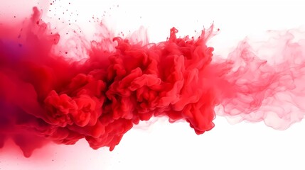 Red powder explosion background. Red explosion smoke splashes on white background. generative ai