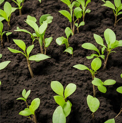 Pale green seedlings emerge from the soil.