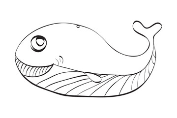 Coloring book or Coloring page for kids. Cute Marine Life Animal.
