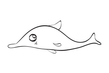 Coloring book or Coloring page for kids. Cute Marine Life Animal.