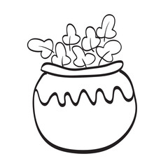 Coloring book or Coloring page for kids. Plant in Pot Drawing.