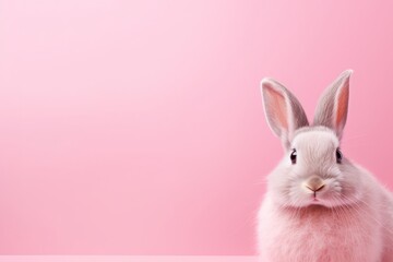 Naklejka na ściany i meble Easter pink bunny on pink pastel background