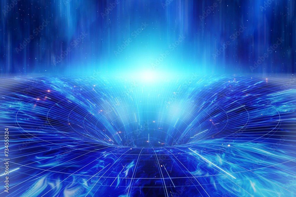 Canvas Prints the coiled space of time is connected by a tunnel or wormhole, the einstein-rosen bridge. science fi