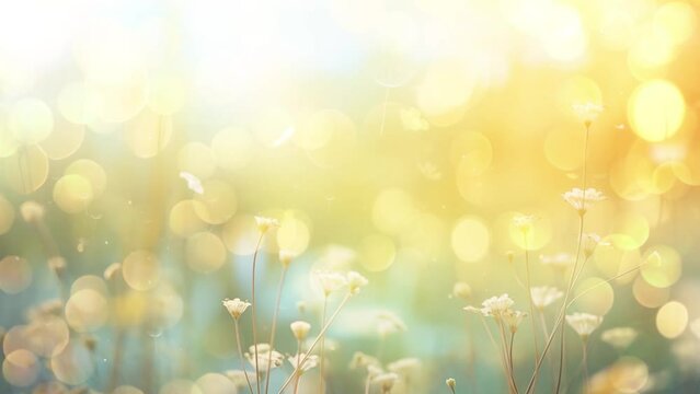 Abstract defocused nature background with wildflower. spring bokeh background. seamless looping overlay 4k virtual video animation background 