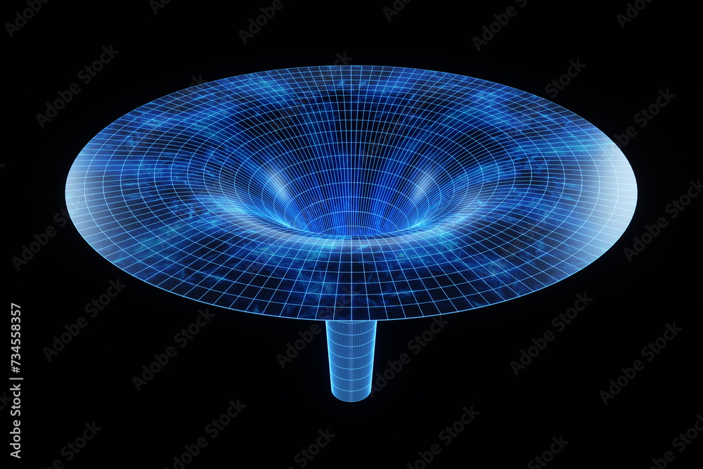 Canvas Prints the coiled space of time is connected by a tunnel or wormhole, the einstein-rosen bridge. science fi