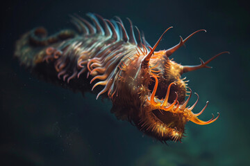 Naklejka na ściany i meble A striking snapshot capturing the predatory nature of a carnivorous mollusk in the deep ocean