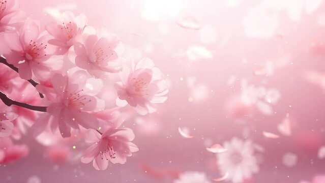 Pink sakura petals falling background. pink blossom background. seamless looping overlay 4k virtual video animation background 