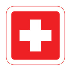 Red cross first aid square lineal color sign medicine Symbol health hospital care icon white. Emergency medic red white collection plus logo design for web mobile isolated on background