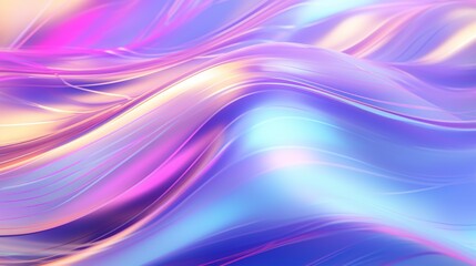 Abstract 3d render of light emitter glass with iridescent holographic vibrant gradient wave texture. Design element for banner, background, wallpaper, header, poster or cover., generative, ai