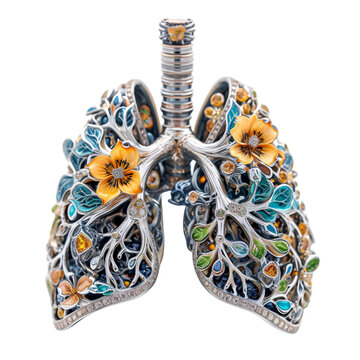 Metal Lung Adorned With Flowers and Leaves