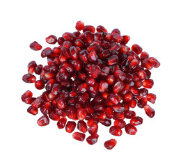Pile of red pomegranate seed  isolated on white background