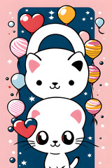 cute cats in the balloons. Generative AI