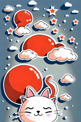 cute cats in the clouds. Generative AI