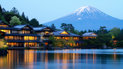 Obraz premium lake resort near Mt. Fuji