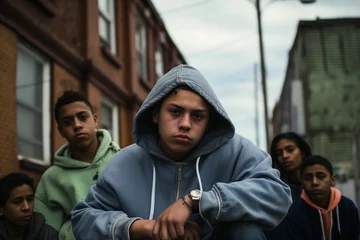 Foto op Aluminium Teen gang juvenile delinquent kids on a city street © blvdone