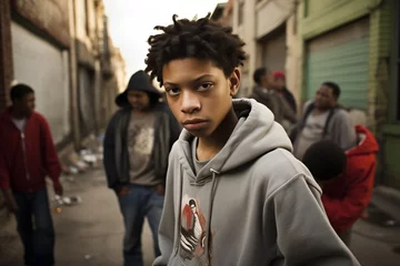 Foto op Aluminium Teen gang juvenile delinquent kids on a city street © blvdone