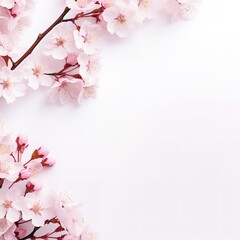 Pink flowers Spring background sakura , cherry blossom white with copy space,isolated on white background