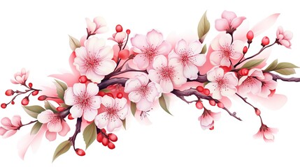 Sakura flowers background . cherry blossom isolated white background , generative, ai