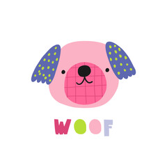 Multicolor cute dogs, vector illustration in flat style. Spring pet 