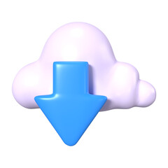 Obraz premium Download from Cloud 3D Illustration Icon