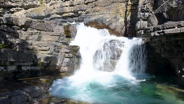 Johnston Canyon first waterfall upstream the Upper Falls