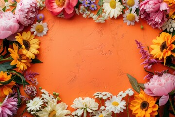 Obraz premium Beautiful flowers on Orange vintage background