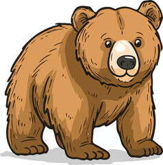 brown bear flat illustration - obrazy, fototapety, plakaty