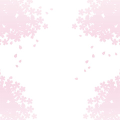 桜　さくら　フレーム　背景　春　花　シルエット　コピースペース　イラスト素材
