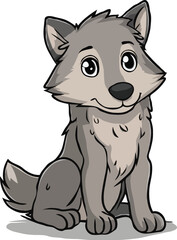 Gray Wolf flat illustration