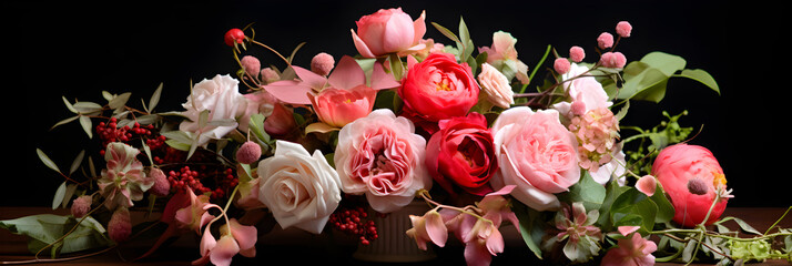 Elegant Floristic Symphony: Delicate Romance Expressed Through Versatile Blossoms in a Floral Arrangement
