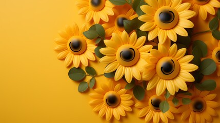 A top view of a sunny yellow background, radiating warmth and positivity