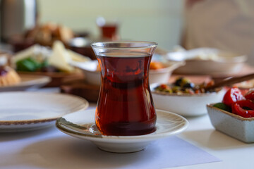 Fototapeta premium Traditional Colorful Turkish Breakfast Photo, Üsküdar Istanbul, Turkey (Turkiye)