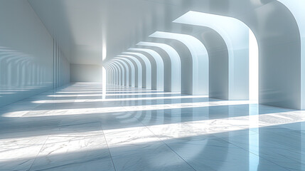 Blue corridor with columns. Created with Ai