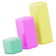 Growing graph 3d icon. Business chart. Progress bar concept 3d illustration isolated on transparent background