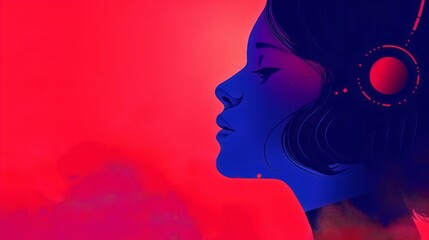 A woman's profile cast against a gradient orange background, serving as an emotional expression through silhouette.
