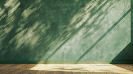 Empty room, Morning light creates shadows on a textured dark concrete wall and floor.