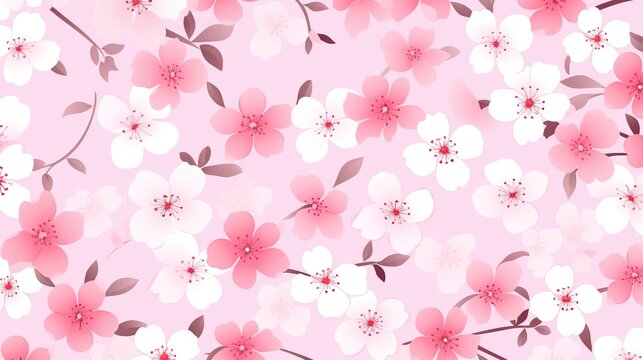 Seamless background, floral pattern with watercolor pink flowers. Repeat fabric wallpaper print texture. Perfectly for wrapped paper, , generative, ai